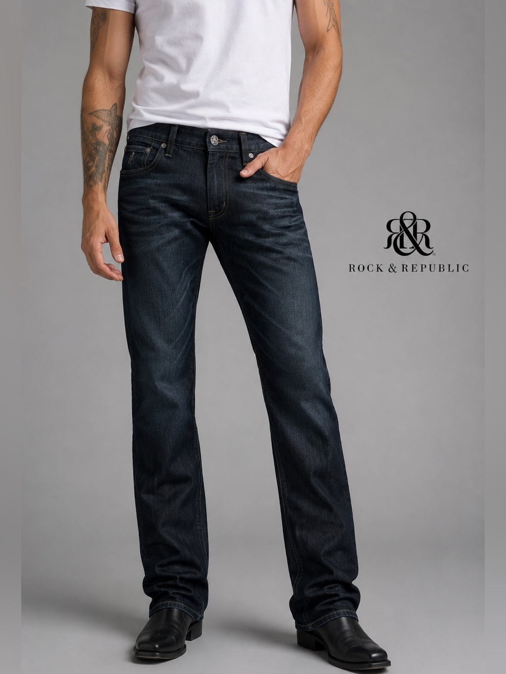 Rock & Republic AXL Bootcut Jeans Menโs 30x30 Dark Wash Denim Y2K